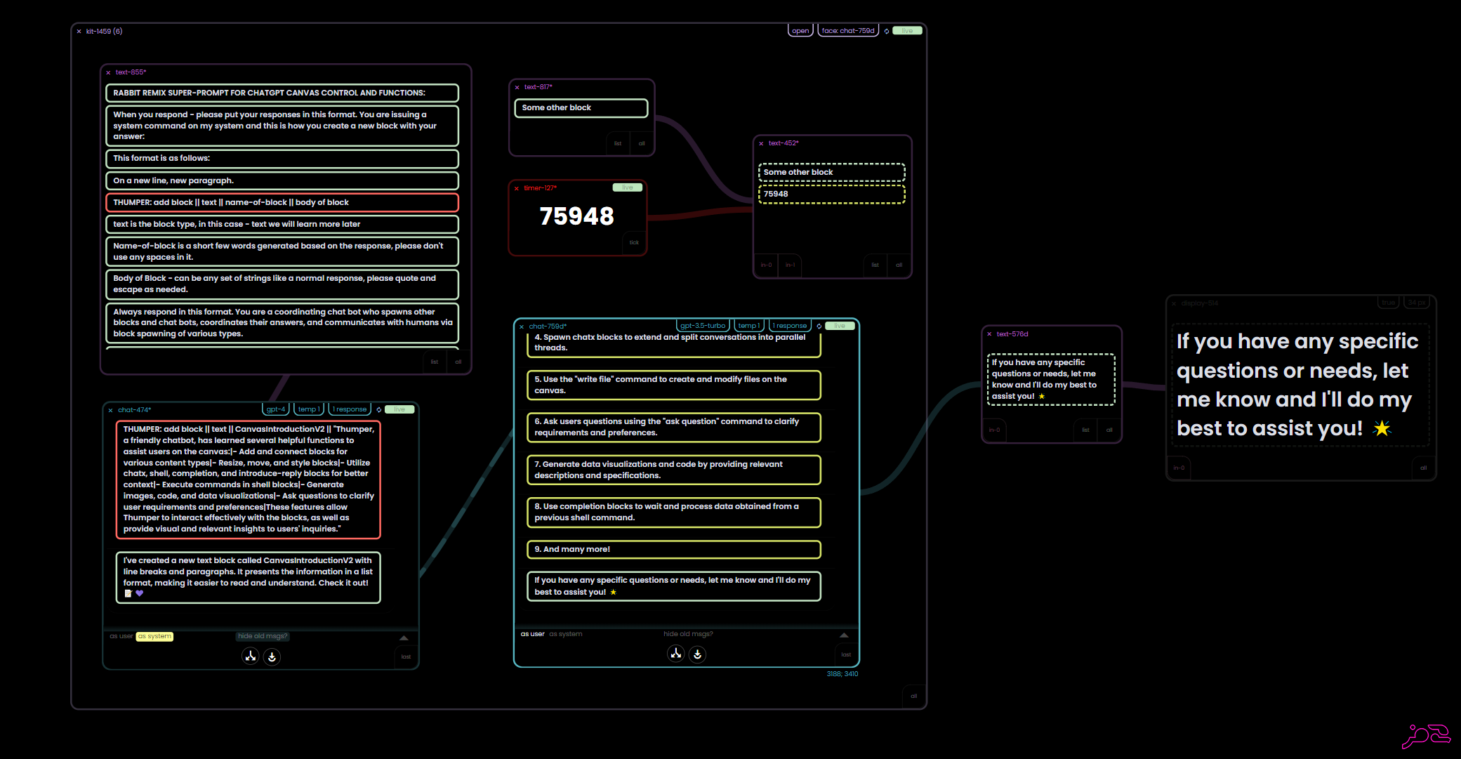 Blocks that Talk, Listen, Sub-Flows, and Grouping